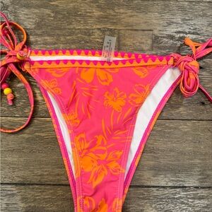 SHEIN Pink and Orange Floral Bikini Bottom